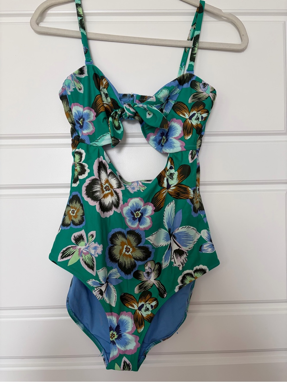 aerie Green Floral Cutout One-Piece Swimsuit